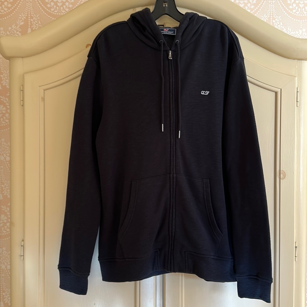Vineyard Vines by Shep & Ian Black Zipper Hooded Jacket Size Large